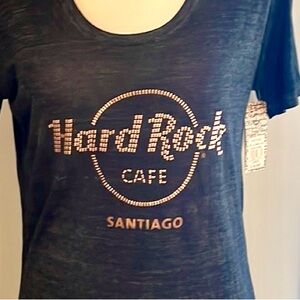 Hard Rock Cafe Santiago T-shirt w/ Metallic Logo Detail